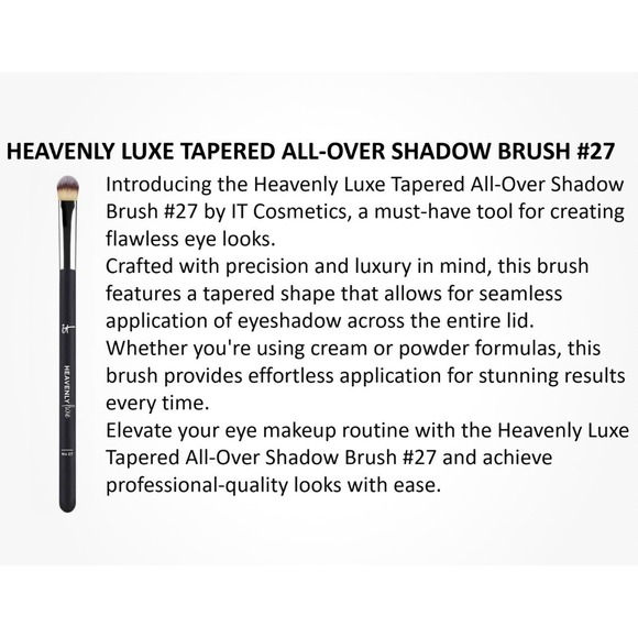 IT Cosmetics Heavenly Luxe Tapered All-Over Shadow Brush No. 27 NEW - SEALED - Picture 5 of 5